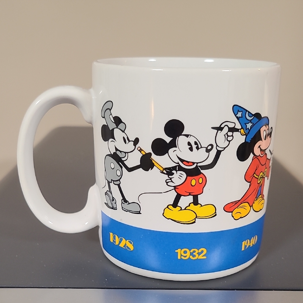 Vintage Disney Mickey Mouse Mug Cup Through the Years Coffee Drink Kitchen Gift